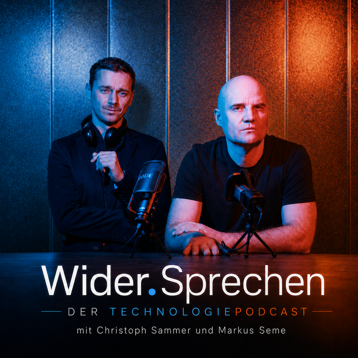 Wider.Sprechen Cover mit Mikrofon, Silhouetten und Schallwellen