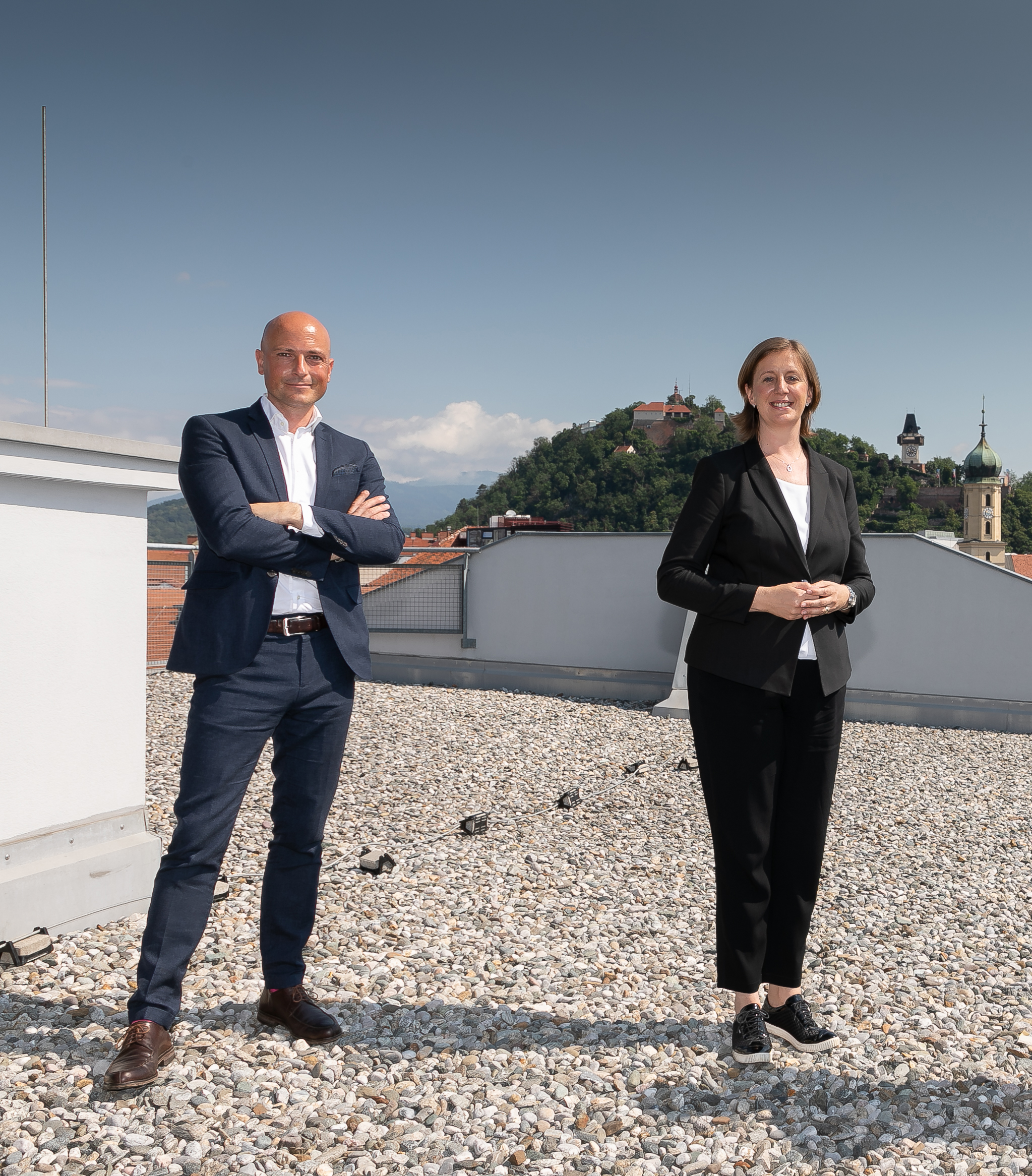 Ausgezeichnet: Science Park Graz-Geschäftsführer Martin Mössler und Wirtschaftslandesrätin Barbara Eibinger-Miedl (Foto: Oliver Wolf)